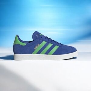 Adidas Gazelle Royal Blue with Lime Green Stripes